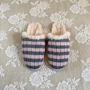 UGG Pink Gray Striped Slippers Size 7